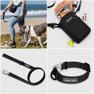 NWT Canada Pooch Walking Dog Bag, Waterproof Odor Resistant Collar & Leash‎ Set